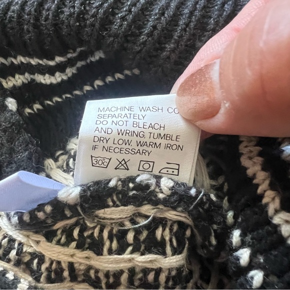 VTG Basix Fenn Wright Manson Men’s Sweater L Black/ivory Fisherman grandpacore - Picture 4 of 5